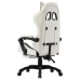 Silla gaming con reposapiés cuero sintético negro y blanco