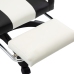 Silla gaming con reposapiés cuero sintético negro y blanco