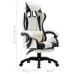 Silla gaming con reposapiés cuero sintético negro y blanco