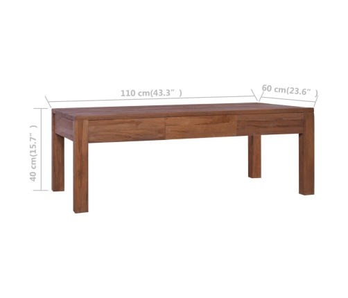 Mesa de centro de madera maciza de teca 110x60x40 cm