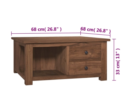 vidaXL Mesa de centro de madera maciza de teca 68x68x33 cm