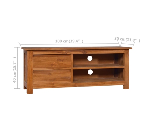 Mueble para TV madera maciza de teca 100x30x40 cm