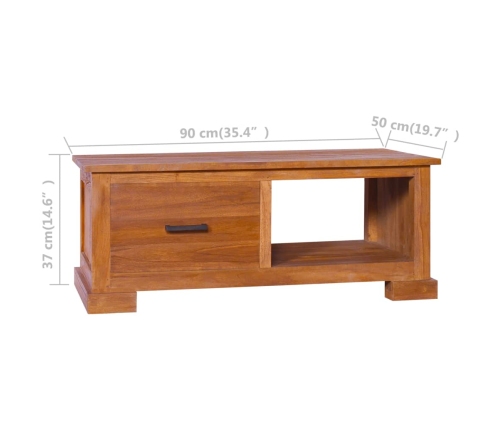 vidaXL Mueble para TV de madera de teca maciza 90x50x37 cm