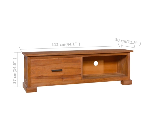 Mueble para TV de madera de teca maciza 112x30x37 cm