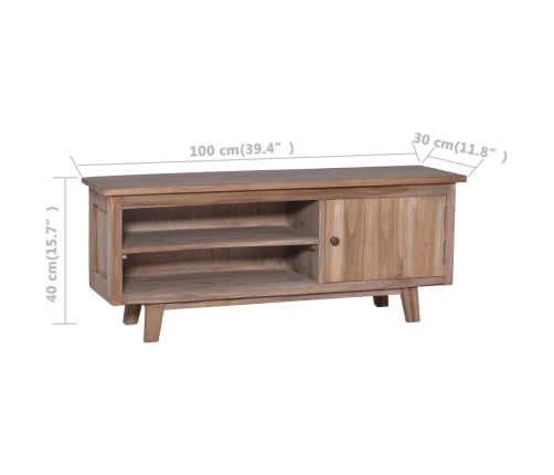 Mueble para TV madera maciza de teca 100x30x40 cm