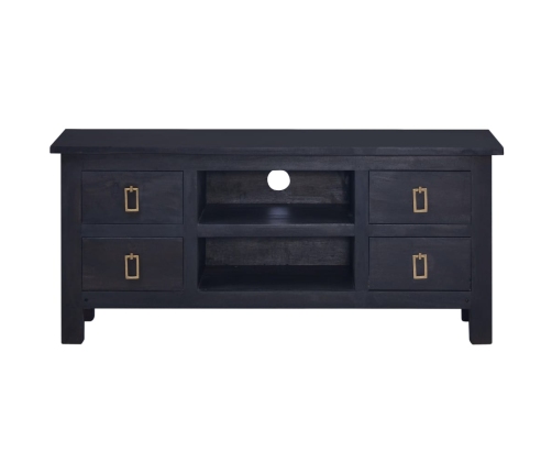 vidaXL Mueble para TV madera maciza de caoba negro café 100x30x45 cm