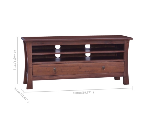 Mueble de TV madera maciza de caoba marrón clásico 100x30x45 cm