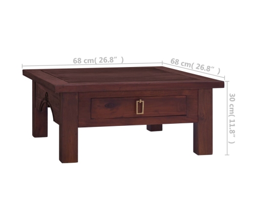 vidaXL Mesa de centro clásica madera maciza caoba marrón 68x68x30 cm