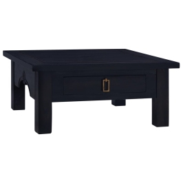 Mesa de centro madera maciza caoba café negro claro 68x68x30 cm