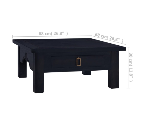 Mesa de centro madera maciza caoba café negro claro 68x68x30 cm