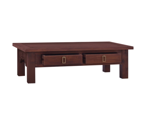 Mesa de centro clásica madera maciza caoba marrón 100x50x30 cm