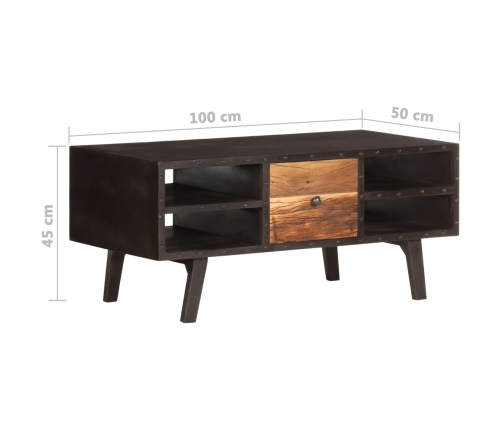 Mesa de centro de madera maciza reciclada 100x50x45 cm