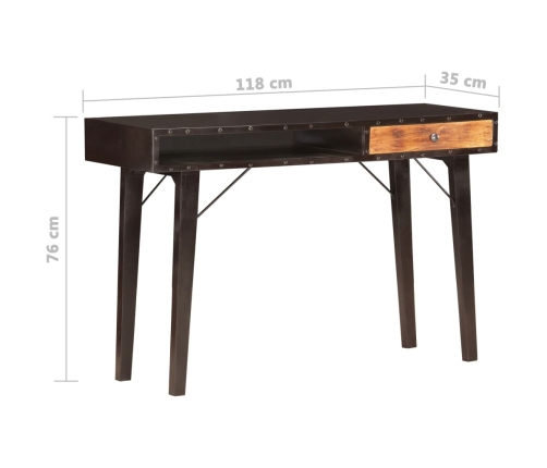 vidaXL Mesa consola de madera maciza reciclada 118x35x76 cm