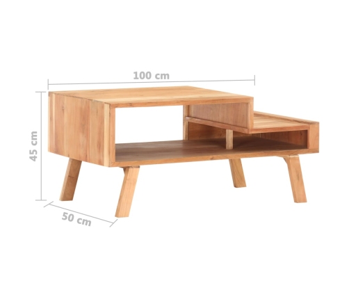 Mesa de centro de madera maciza de acacia 100x50x45 cm