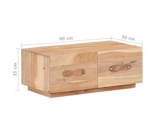 Mesa de centro de madera maciza reciclada 90x50x35 cm