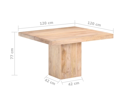 Mesa de comedor de madera maciza de mango 120x120x77 cm