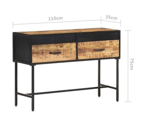 vidaXL Mesa consola de madera rugosa de mango 110x35x75 cm