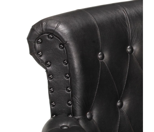 Sillón de cuero auténtico de cabra negro