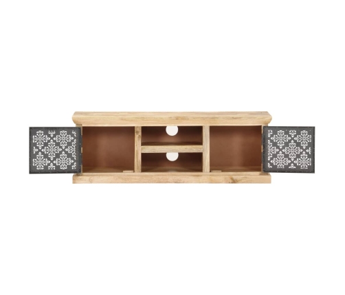 Mueble TV con puertas de acero madera maciza mango 120x30x40cm