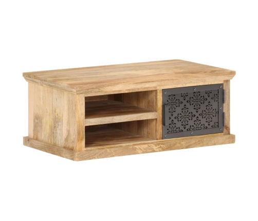 Mesa de centro con puerta madera maciza de mango 90x50x35 cm