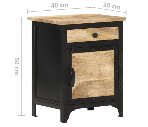 Mesita de noche de madera maciza de mango 40x30x50 cm