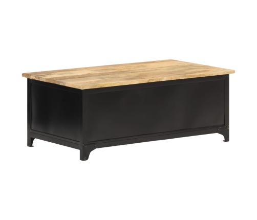 Mesa de centro de madera maciza de mango 90x50x35 cm