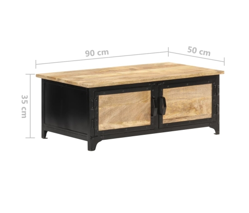 Mesa de centro de madera maciza de mango 90x50x35 cm