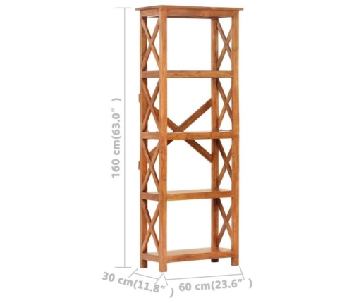 Estantería de madera maciza de acacia acabado miel 60x30x160 cm