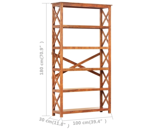 Estantería de madera maciza acacia acabado miel 100x30x180 cm