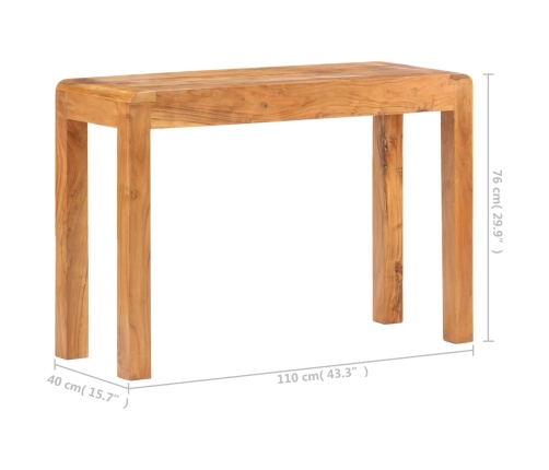 vidaXL Mesa consola madera maciza de acacia acabado miel 110x40x76 cm