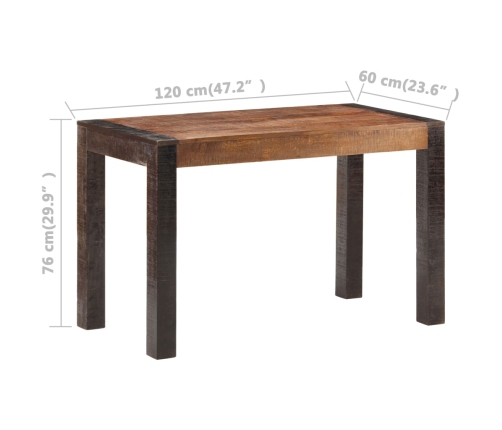 Mesa de comedor madera maciza de mango rugosa 120x60x76 cm