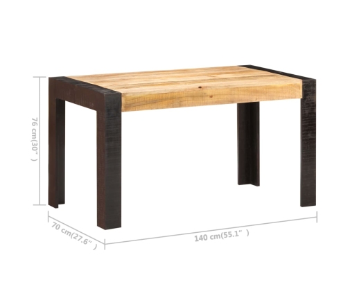 Mesa de comedor madera maciza de mango en bruto 140x70x76 cm