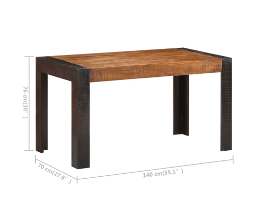 Mesa de comedor de madera maciza de mango rugosa 140x70x76 cm