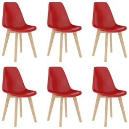 Sillas de comedor 6 unidades plástico rojo