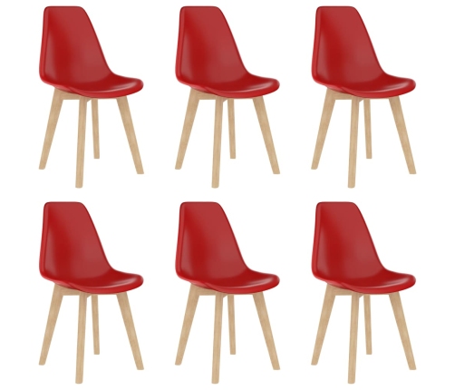 Sillas de comedor 6 unidades plástico rojo