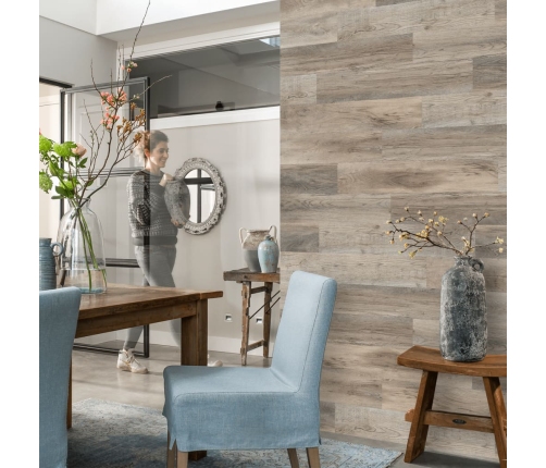 WallArt Tablones aspecto madera de roble Barnwood blanco lavado