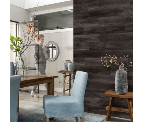 WallArt Tablones aspecto madera de roble Barnwood carbón negro