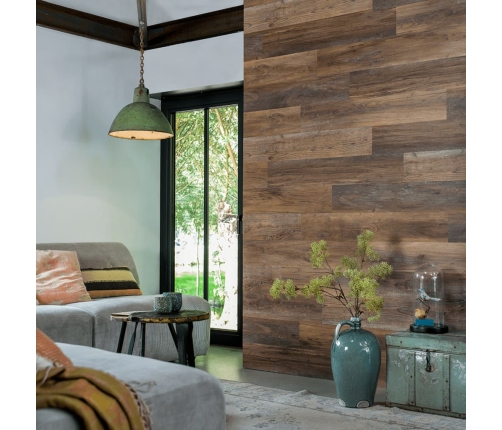 WallArt Tablones aspecto madera de roble Barnwood marrón oscuro