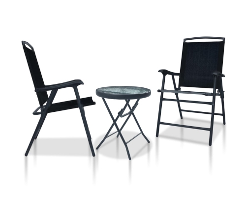 Mesa y sillas de bistró 3 piezas acero negro