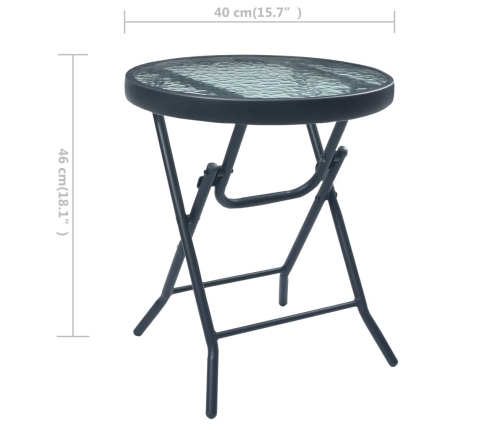 Mesa y sillas de bistró 3 piezas acero negro