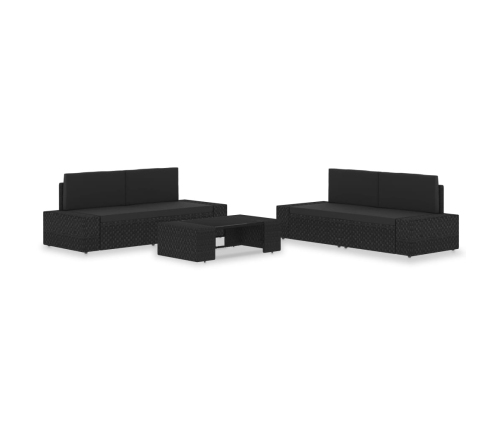 Juego de muebles de jardín 5 piezas ratán sintético negro