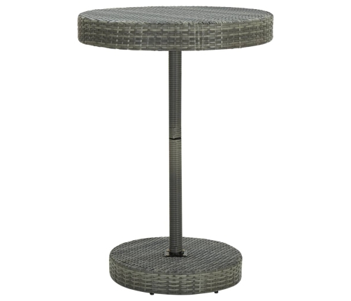 Mesa de jardín de ratán sintético gris 75,5x106 cm