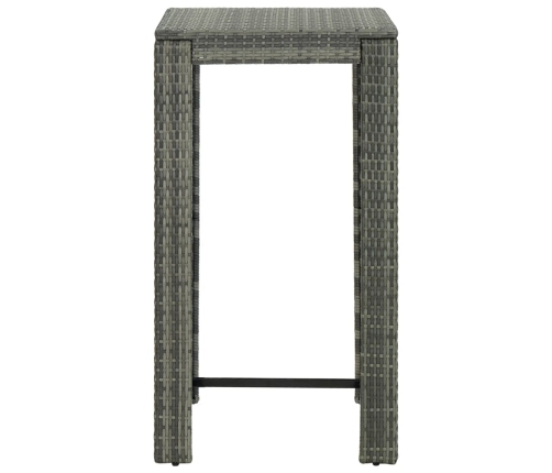 Mesa alta para jardín ratán sintético gris 60,5x60,5x110,5 cm