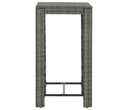 vidaXL Mesa alta para jardín ratán sintético gris 60,5x60,5x110,5 cm