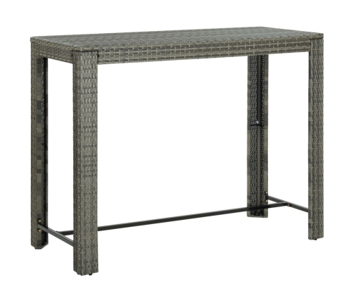 Mesa alta de jardín ratán sintético gris 140,5x60,5x110,5 cm