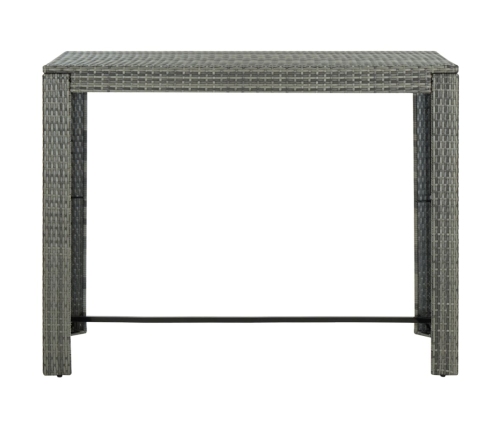 Mesa alta de jardín ratán sintético gris 140,5x60,5x110,5 cm