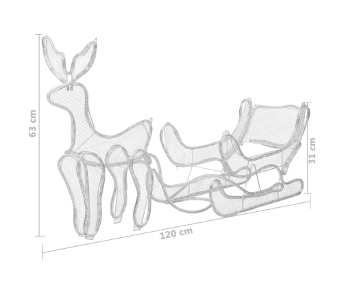 Luces de Navidad de reno y trineo con malla 432 LEDs