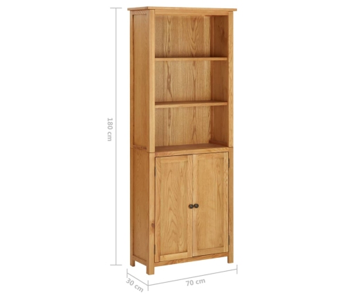 vidaXL Estantería con 2 puertas de madera maciza de roble 70x30x180 cm