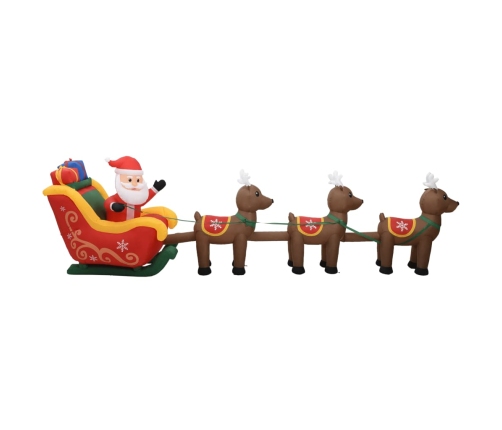 Adorno inflable de Navidad Papá Noel y renos LED 490 cm