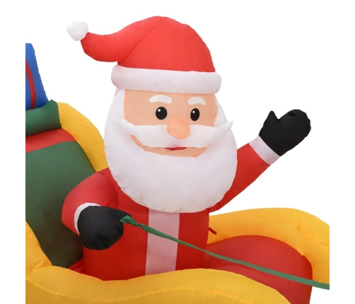 Adorno inflable de Navidad Papá Noel y renos LED 490 cm